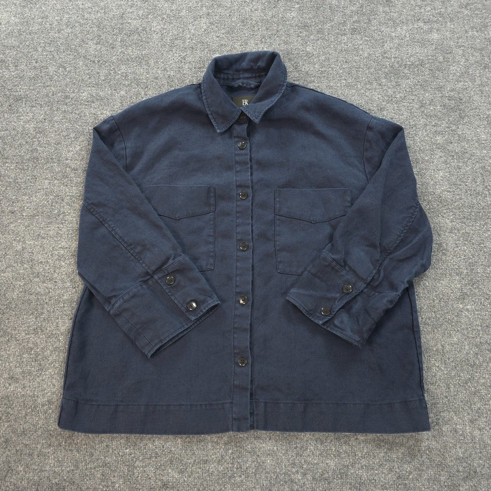 Banana‎ Republic Shirt Womens Extra Large Blue Linen Oversized Shacket Preppy